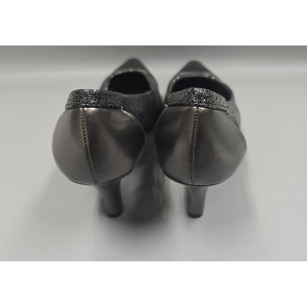 Life Stride Women's Size 10 Silver Glitter Metallic Pointed Toe Kitten Heels - Picture 3 of 6